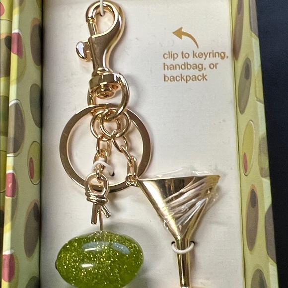 Piper K 🫒 Glass Stone Martini Bag Charm Keychain NEW IN BOX - Picture 4 of 8